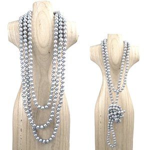 SOLD- NWT genuine silver grey freshwater pearl necklace 48